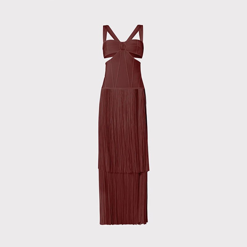 Suspenders, Fringe, Party Club, Street Socialite Elegant Bandage Dress