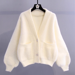 Chaqueta tipo suéter para mujer, de primavera y otoño, estilo holgado y perezoso, diseño de terciopelo de visón sintético