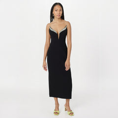 Women Autumn Sexy Strapless Backless Diamonds Maxi Long Bodycon Bandage Dress Elegant Evening Party Gowns Vestido
