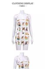 Deer print mini slip dress