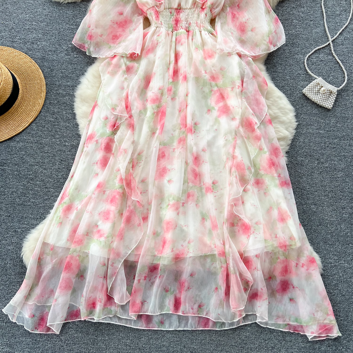 Women's summer floral chiffon dress