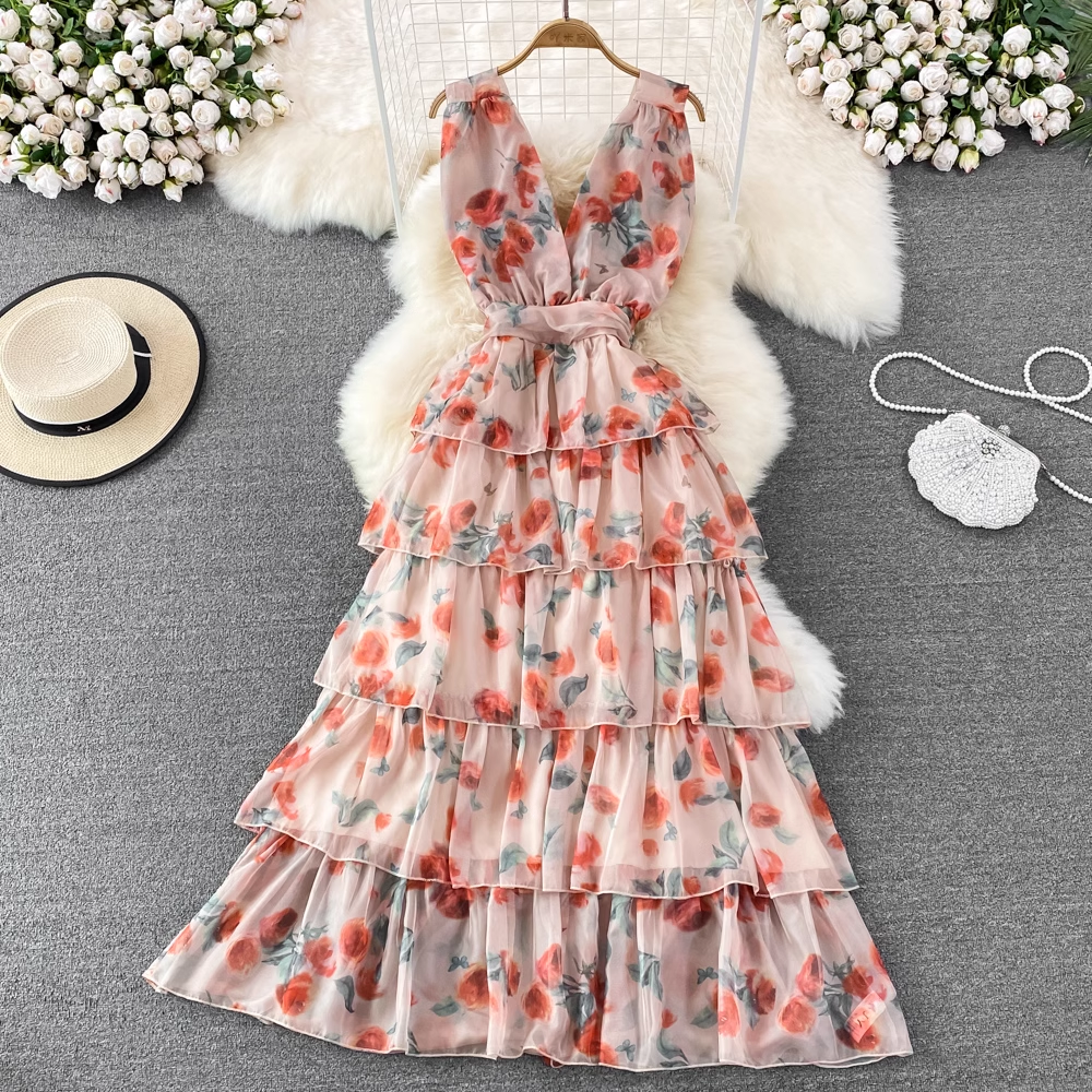 A-line Chiffon Floral Dress