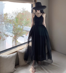 Black A-line Tulle Dress