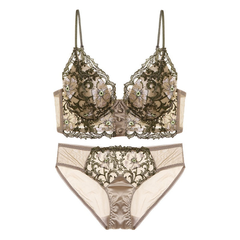 Embroidery Lace French Wireless Bralette Set