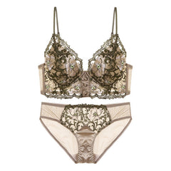 Embroidery Lace French Wireless Bralette Set