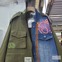 Patchwork Cargo Denim Jacket