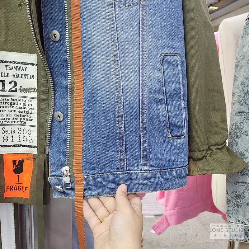 Patchwork Cargo Denim Jacket