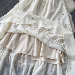 Retro style halter neck strap floral summer dress
