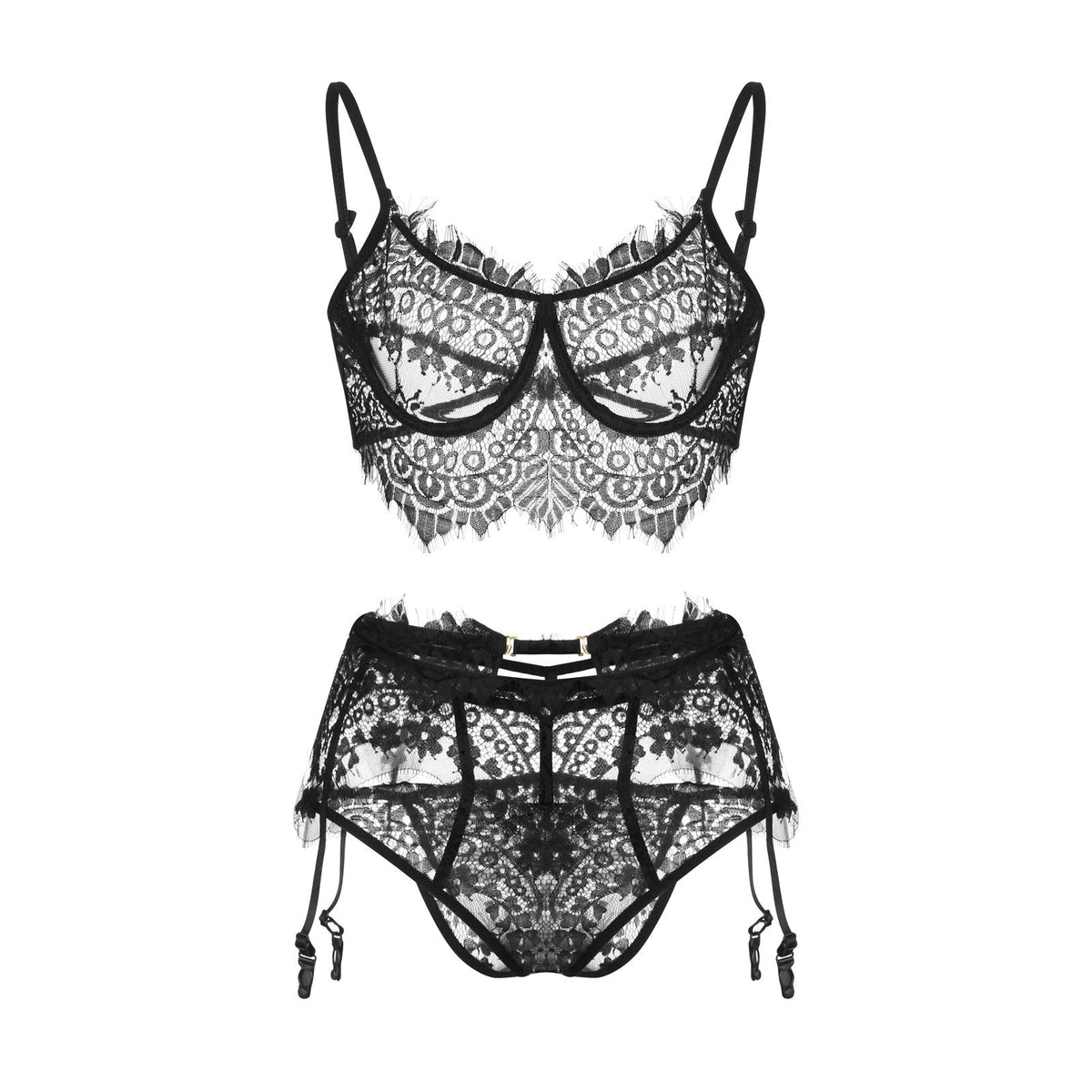 Lace Fine Mesh Lingerie Set