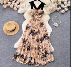 Romantic retro atmosphere floral dress