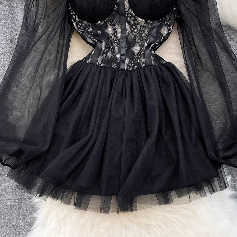 Black A-line Tulle Dress