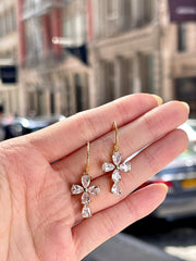 Dainty Diamond Crystal Cross Dangle Ear Wire Earrings