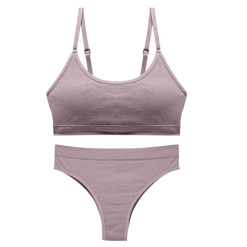 Seamless Wireless Tanks Tops And Panty Set