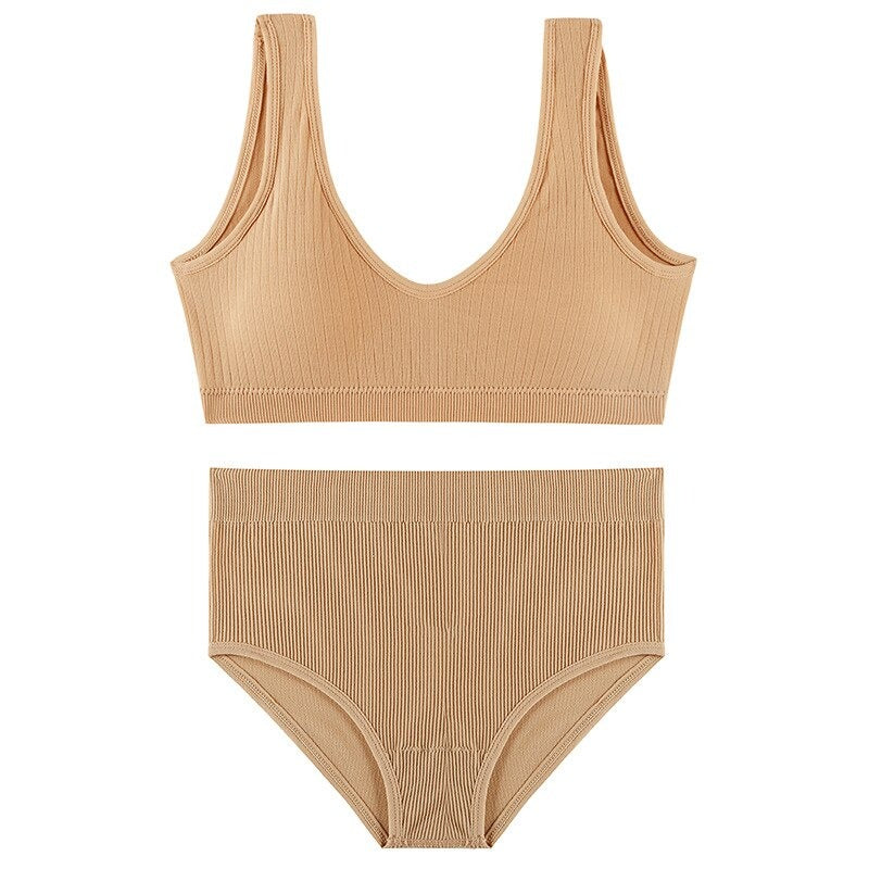 Seamless Wire Free U-Shaped Backless Lingerie Set