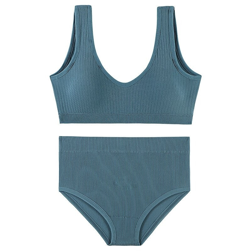 Seamless Wire Free U-Shaped Backless Lingerie Set
