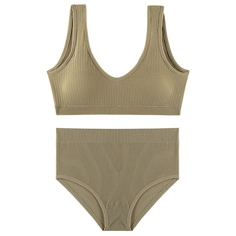 Seamless Wire Free U-Shaped Backless Lingerie Set
