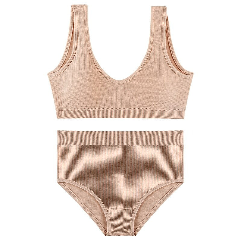 Seamless Wire Free U-Shaped Backless Lingerie Set