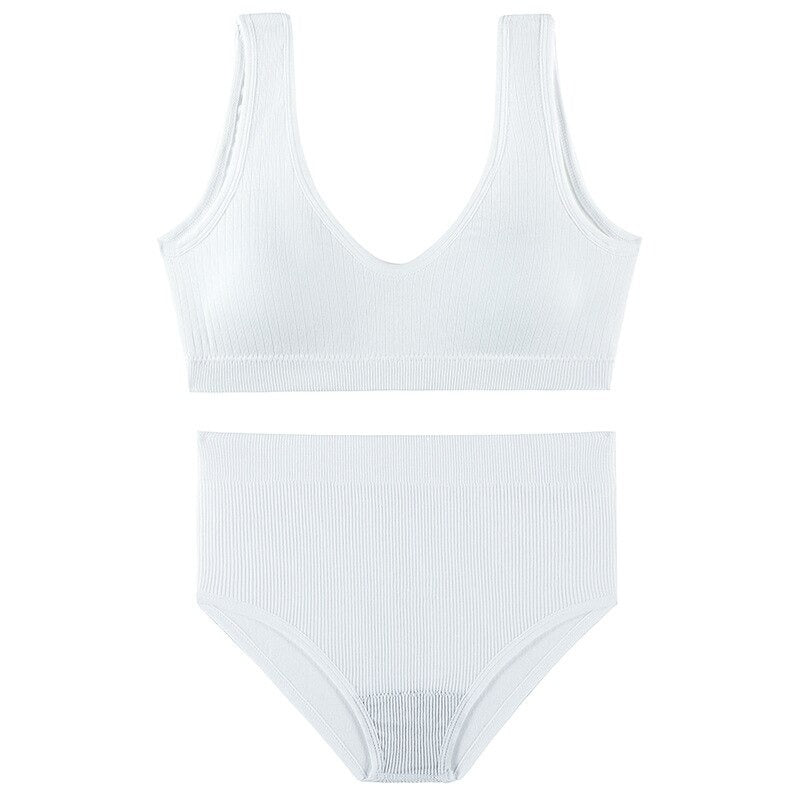 Seamless Wire Free U-Shaped Backless Lingerie Set