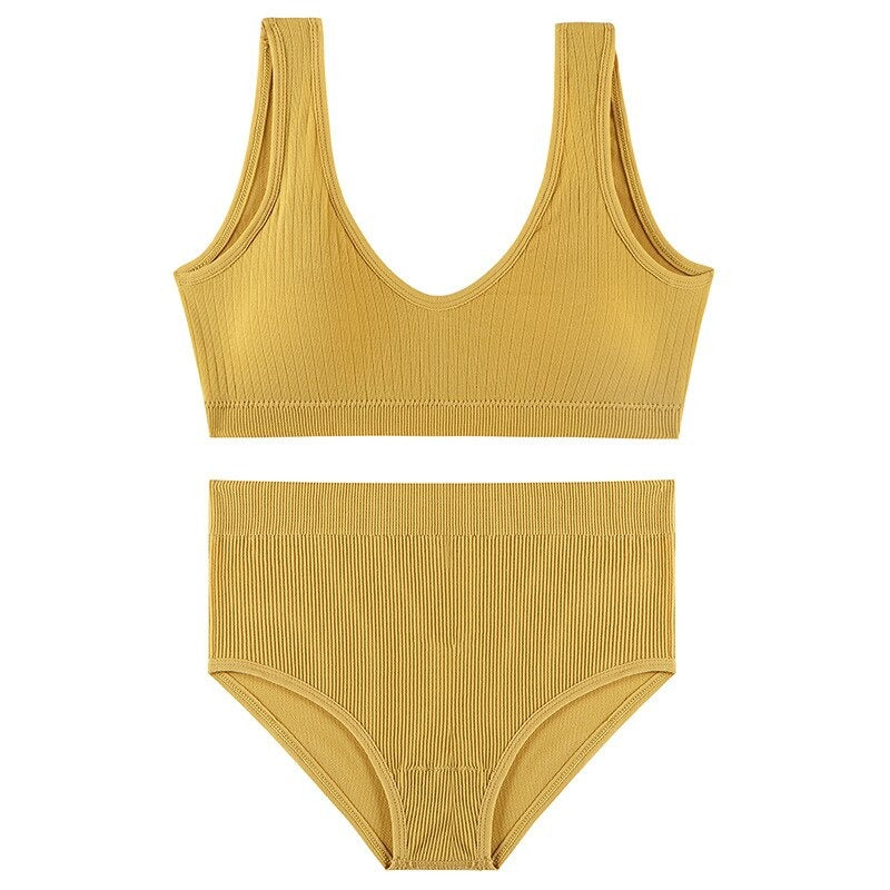 Seamless Wire Free U-Shaped Backless Lingerie Set
