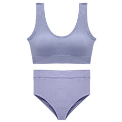 Seamless High Waist Panties And Wireless Padded Bras Set