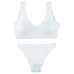 Seamless Wire Free Ribbed Bra And Briefs