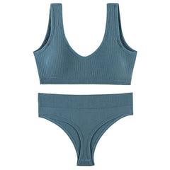 Seamless Low-waist Thong And U-Shaped Backless Bra Set