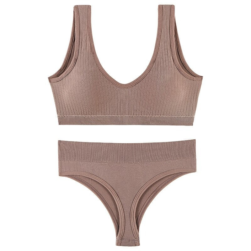 Seamless Low-waist Thong And U-Shaped Backless Bra Set