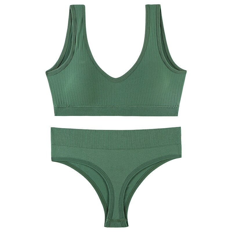 Seamless Low-waist Thong And U-Shaped Backless Bra Set