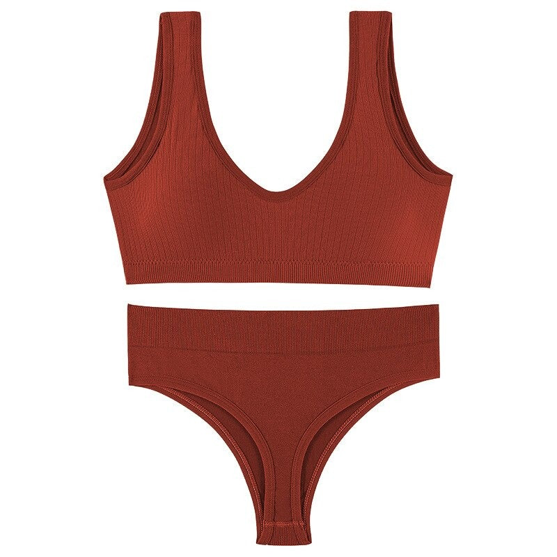 Seamless Low-waist Thong And U-Shaped Backless Bra Set