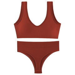 Seamless Low-waist Thong And U-Shaped Backless Bra Set