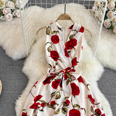 Women's summer rose print dress
