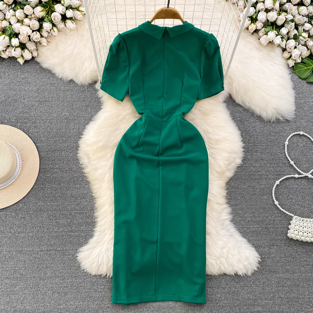 Green V Neck Bodycon Dress