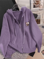 Women's thickened zipper hooded sweater