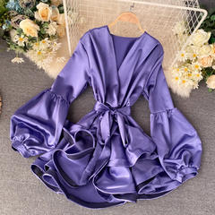 Rüschenkleid im Westernstil mit Laternenärmeln