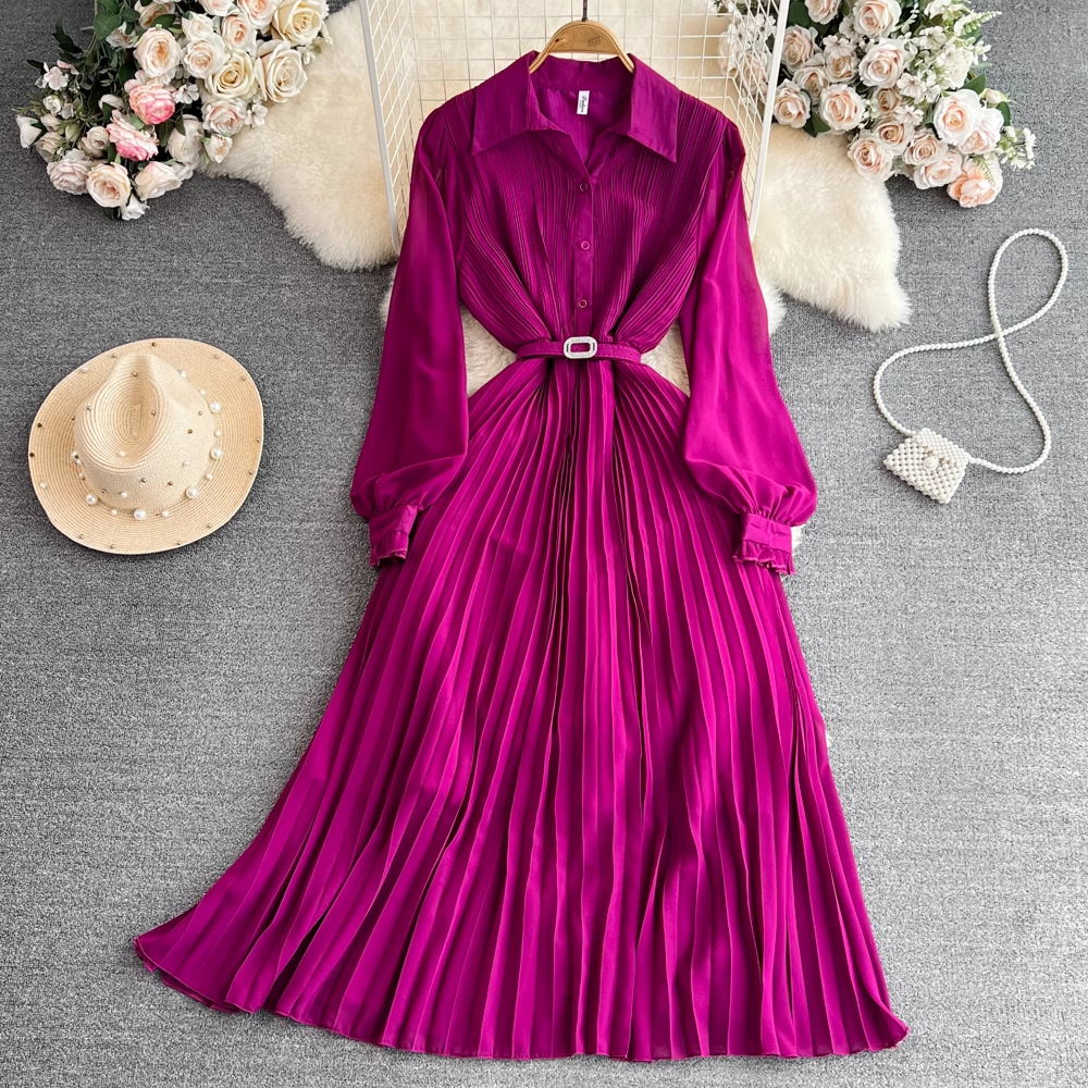 Chic A-line Pleated Maxi Dress