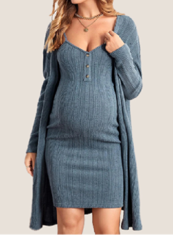 Elegant Solid Color Maternity Two-Piece Dress Sweater Dress