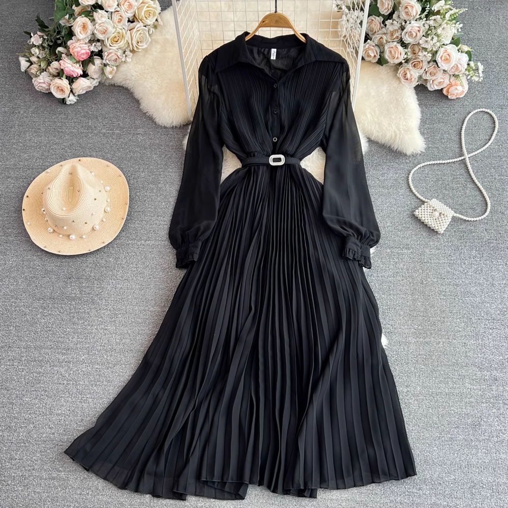 Chic A-line Pleated Maxi Dress