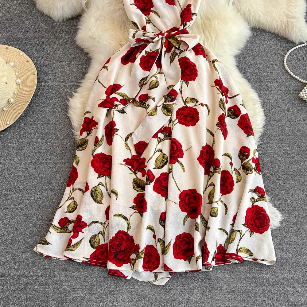 Women's summer rose print dress