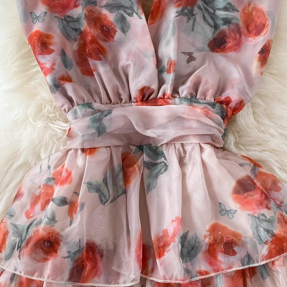 A-line Chiffon Floral Dress