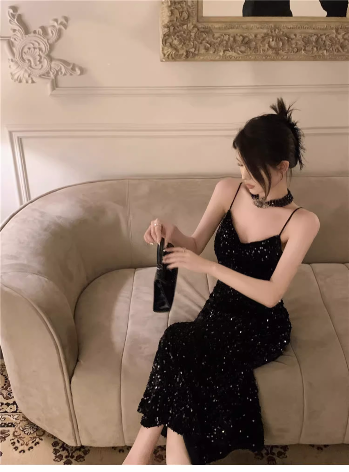 Black Sequins Party Dress