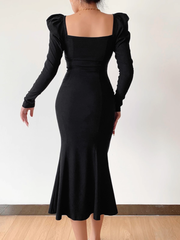 Black long sleeve mermaid dress