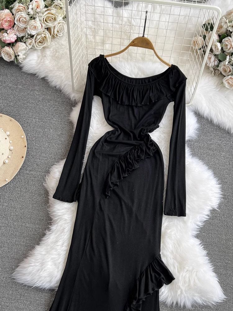 Black Long Sleeves Mermaid Dress