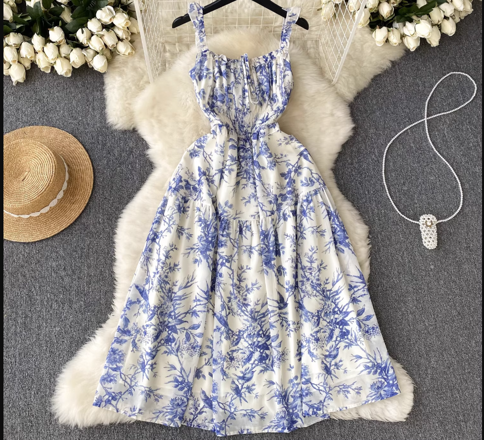 Women's summer floral chiffon dress