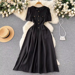 dress black short sleeve long dress