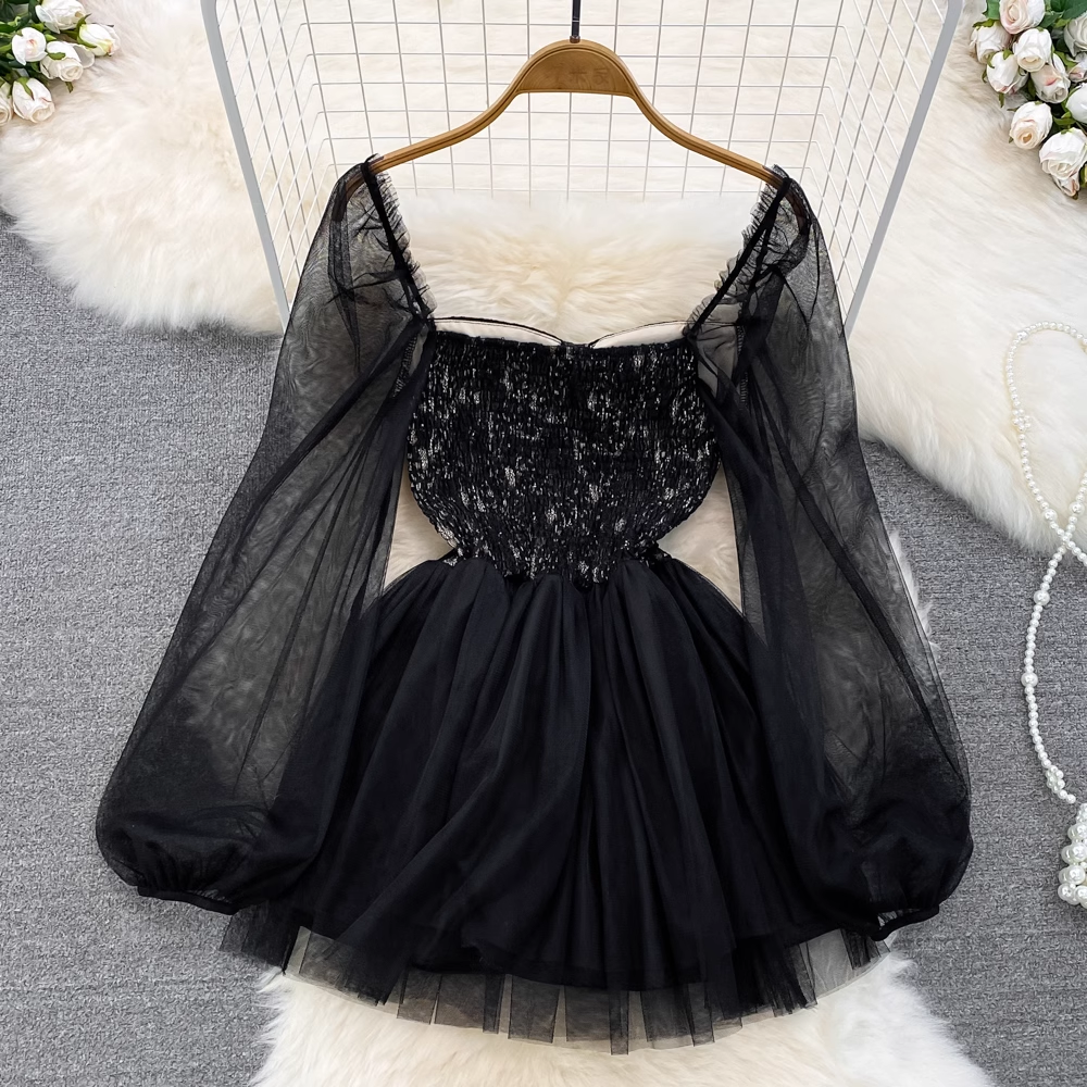 Black A-line Tulle Dress