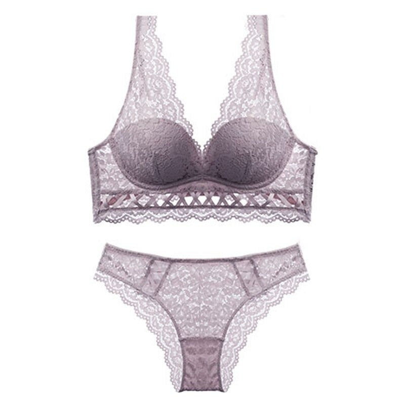 Push-Up-Dessous-Set mit Bandage-Spitze und Stickerei