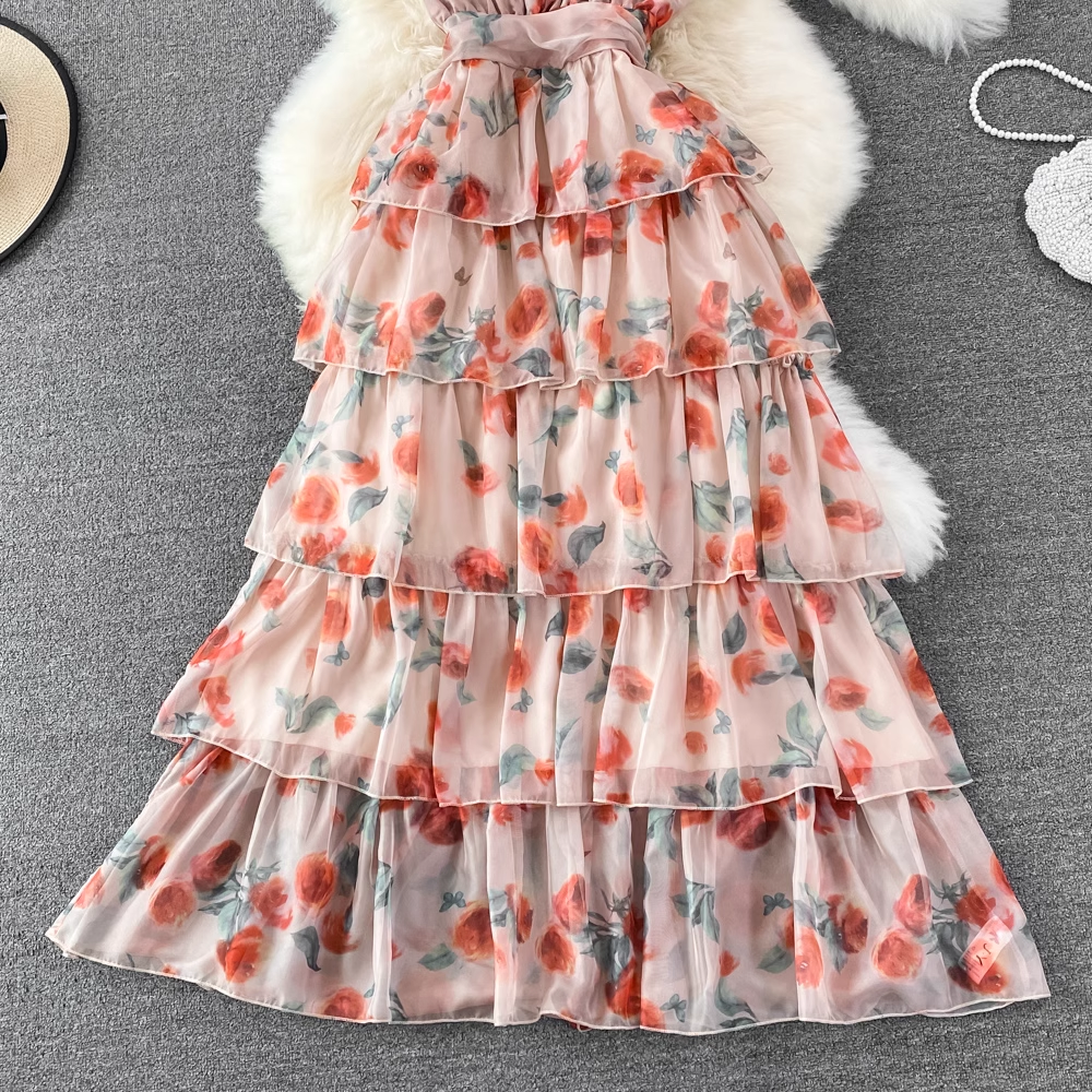 A-line Chiffon Floral Dress