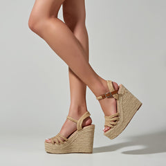 Braided Rope Wedge Platform Sandals