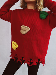 Christmas Long Sleeve Crewneck Chunky Knit Sweater