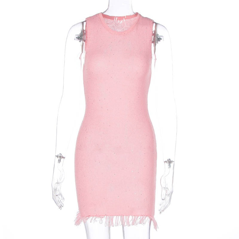 Round Neck Sleeveless Slim Fit Hip Dress
